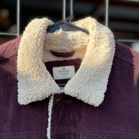 Marine Layer Boise Burgundy Corduroy Trucker Jacket Sherpa Lined – Medium - Picture 3 of 5